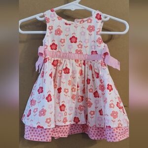 Carters Dress Newborn NB white and pink floral layered bows